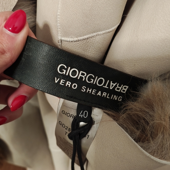 Brand New Giorgio Brato Real Shearling Reversible Leather Jacket Size IT40 - Picture 7 of 13